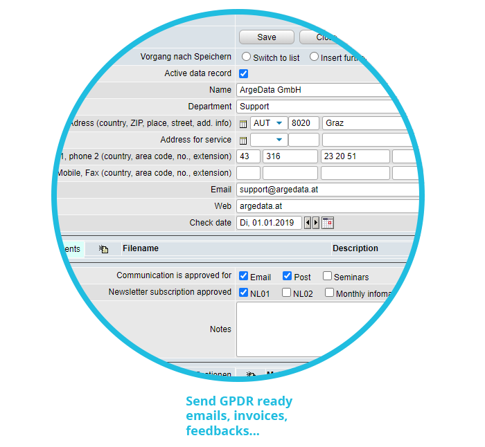 argedata+ DSGVO Emails